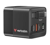 Verbatim - Adaptateur secteur - GaN - 65 Watt - 3.25 A - PD 3.0, QC 3.0 (2 x USB-C, USB) - noir