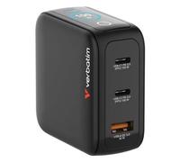 Verbatim - Adaptateur secteur - mini, GaN, with display - 100 watt - Power Delivery 3.0 + PPS, QC 3.0 - 3 connecteurs de sortie (2 x USB-C, USB type A)