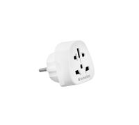 Verbatim Adaptateur Secteur Universel Type F vers Multi-Prises (Type A/B/C/G/I/J/L/N) 100-250V 10A 2500W Max, Boîtier PC Blanc 58x50x51mm