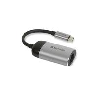 Verbatim Adaptateur USB-C 3.2 Gen 1 vers Gigabit Ethernet RJ-45, boîtier métal, 1 port Type-C, compatible Windows/macOS/Linux, 24x50x14mm, 25g