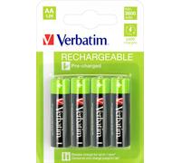 Verbatim Akku NiMH, Mignon, AA, HR06, 1.2V/2500mAh pré-chargée, Blister au détail (4-Pack)