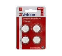 Verbatim Batterie Lithium CR2025 Usage Unique 3V - Pack de 4, 2.5mm x 20mm, 2.2g, Technologie Lithium, Type Blister, Argent