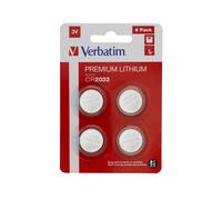 Verbatim Batterie Lithium CR2032 3V - Pack de 4 Piles à Usage Unique, Diamètre 20mm, Hauteur 3.2mm, Poids 2.8g, Conditionnement Blister