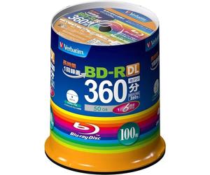 Verbatim Blank Blu-ray BD-R DL 50GB 1-6x Inkjet Printab100 Discs VBR260RP100SV1