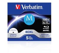 Verbatim Blu-Ray MDISC 100 Go 4X - Pack de 5 disques Vierges BD-R XL avec Surface Imprimable à Jet d’Encre, Haute capacité et fiabilité d’archivage