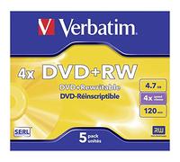 Verbatim Boîte de 5 DVD + RW 4 x 4,7 Go