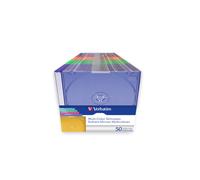 Verbatim Boitier Slim pour CD/DVD - Rangement fin en plastique transparent multicolors - Pack de 50