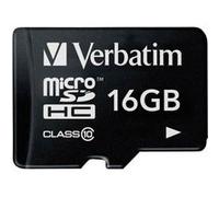 Verbatim Carte microSDHC Premium 16 Go Classe 10 – Full HD Étanche Antichoc Noir