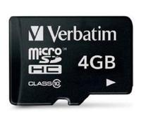Verbatim - Carte mémoire flash - 4 Go - Class 10 - micro SDHC G
