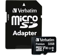 Verbatim Carte mémoire microSDHC Premium 32 Go noire avec adaptateur - pour capture vidéo full HD - résiste à l'eau & aux chocs - carte mémoire SD pour appareil photo smartphone tablette