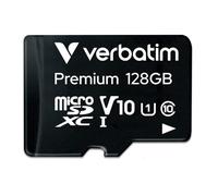 Verbatim Carte mémoire microSDXC Premium 128 Go noire avec adaptateur - pour capture vidéo full HD - résiste à l'eau & aux chocs - carte mémoire SD pour appareil photo smartphone tablette