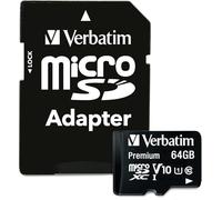 Verbatim Carte mémoire microSDXC Premium 64 Go noire avec adaptateur - pour capture vidéo full HD - résiste à l'eau & aux chocs - carte mémoire SD pour appareil photo smartphone tablette