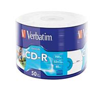 Verbatim CD-R 50x 700 Mo 52x - Pack de 50 disques imprimables - Diamètre 120mm - Durée d'enregistrement 80 min - Référence Verbatim 43794