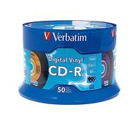 Verbatim CD-R 80min 52X avec Surface Vinyle numérique 50 Broches Bleu/Vert/Orange/Rose/Violet