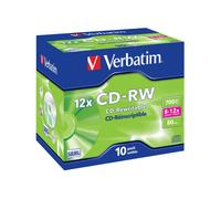Verbatim CD-RW 12x - 700 Mo - 80 min - Pack de 10 unités - Réinscriptible 1000 cycles - Conditionnement carton - Référence 43148