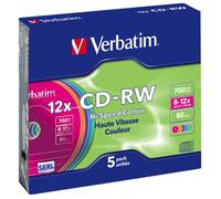 Verbatim CD-RW Colour 12x 700 Mo 5 pièce(s)