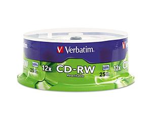 Verbatim CD-RW 80MIN 700MB 4X-12X High Speed 25pk Spindle