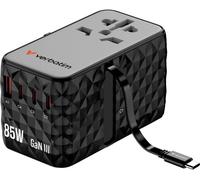 Verbatim Charge n Travel GaN III Adaptateur de voyage 85 W 1x USB-A, 3x USB-C® Power Delivery, USB PD 3.1, QC 3.0, QC 4+, PPS, Fast Charge, SuperCharge,