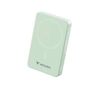 Verbatim Chargeur Portable 10000 mAh Vert, Recharge Sans Fil 15W, USB-C Quick Charge 3.0, Puissance Totale 35W, Compatible MagSafe