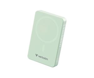 Verbatim Chargeur Portable 10000 mAh Vert, Recharge Sans Fil 15W, USB-C Quick Charge 3.0, Puissance Totale 35W, Compatible MagSafe