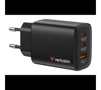 Verbatim Chargeur Secteur Universel 65W Noir (Réf. 32352) - 2x USB-C Power Delivery 3.0 & Quick Charge 3.0 + 1x USB-A 3.2 Gen 1, GaN, Protections