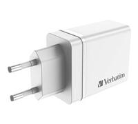 Verbatim Chargeur secteur CHR-30EU2 30 W GaN 3x USB-A + USB-C PD QC 3.0 Blanc