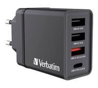 Verbatim Chargeur USB CHR-30EU1 49700 30 W 4 ports (3x USB-A, 1x USB-C PD) noir