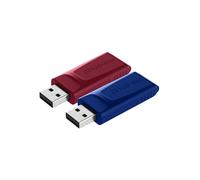 Verbatim Clé USB 32 Go, USB 2.0 Type-A, Multipack 2 pièces Bleu/Rouge, Format Slide, Compatible Windows/macOS X 10.4+, 21x58.5x11mm, 8g