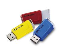 VERBATIM Clé USB Store 'n' Click 3X I USB 3.2 Gen 1 16Go I clé USB avec Un système de Poussoir I USB-3 I Stockage Externe pour Ordinateur Portable et Plus I jusqu'à 5 Gbit/s I Rouge Bleu Jaune
