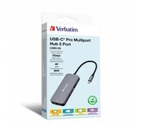 Hub multiport USB-C® (USB 3.2 Gen 1) Verbatim CMH-05 5 ports avec port réseau intégré, avec port