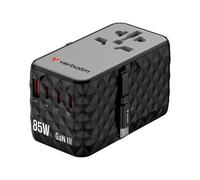 Verbatim CNT-02 Chargeur Secteur Universel Noir : 1x USB 2.0, 3x USB-C (Power Delivery 3.0, PPS, Quick Charge 4+), GaN, 85W max, 100-250V