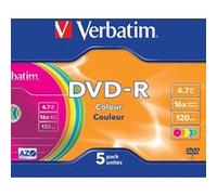 Verbatim DVD-R vierge 43557 - 5 pièces 4,7 Go 16x AZO couleur petit boîtier