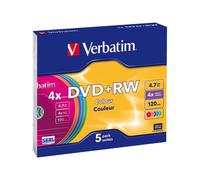 Verbatim Colours - 5 x DVD+RW - 4.7 Go (120 minutes) 4x - boîtier CD étroit