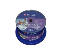 Verbatim DataLifePlus DVD-R 8.5GB Double Couche 8x, Imprimable Inkjet 120mm, Lot de 50, Conditionnement Fuseau, Référence 43703