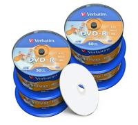 Verbatim DVD-R 4,7 Go / 120 min, 16x, fullprintable, No ID, 200 pièces dans une boîte à gâteaux