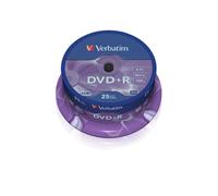 Verbatim DVD+R 4.7 Go 16x Argent Mat - Fuseau de 25 unités - Diamètre 120 mm - Temps d'enregistrement 120 min