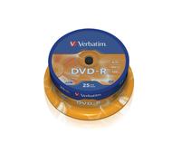 Verbatim DVD-R 4.7 Go 16x Argent Mat - Fuseau de 25 unités - Diamètre 120mm - Temps d'enregistrement 120 minutes - Référence Verbatim 43522