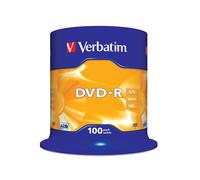 Verbatim DVD-R 4.7 Go Argent Mat, Vitesse d'écriture 16x, 120 minutes, Diamètre 120mm, Conditionnement Fuseau de 100 pièces (Référence 43549)