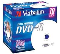 Verbatim - 10 x DVD-R - 4.7 Go 16x - surface imprimable photo large - boîtier CD