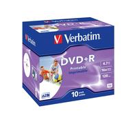 Verbatim DVD+R 4.7Go 16x, Disque Optique 120mm, Pack de 10, Surface Imprimable, Référence 43508, Boîtier Double