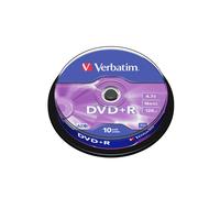 Verbatim DVD+R 4.7Go Argent Mat 16x - Fuseau de 10 unités - Technologie MKM - Diamètre 120mm - Temps d'enregistrement 120 min