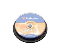 Verbatim DVD-R Argent Mat 4.7Go 16x, Pack de 10, Technologie MKM, Diamètre 120mm, Conditionnement Fuseau, Réf: 43523