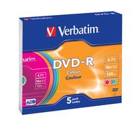 Verbatim DVD-R Colour, DVD-R, Petit boitier, 5 pièce(s), 4,7 Go 43557