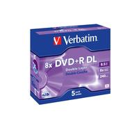 Verbatim DVD+R DL 8.5GB 8x - Pack de 5 disques optiques 120mm - Surface Argent Mat - Boîtier Double - Durée d'enregistrement 240min