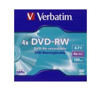 Verbatim DVD-RW 4.7Go 4x Boîtier Double, Diamètre 120mm, Surface Argent Mat, Enregistrement 120 min, Référence 43285