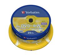 Verbatim® DVD+RW DataLifePlus, broche réinscriptible, 4,7 Go, 4 x (25 pièces), vous recevrez 1 paquet de 25 pièces