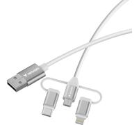Verbatim Essentials Câble 3 en 1 USB-A vers USB-C Micro & Lightning 18 W, QC 3.0, câble de charge et de données pour iPhone 17 16, Samsung Galaxy S25, Google Pixel 9, iPad, MacBook Air, câble de