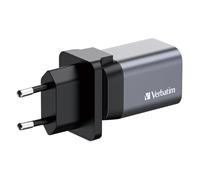 Verbatim GaN Charger 35 W, 2 Ports USB-C Ladegerät, Power Adapter mit USB-C und USB-A, Schnellladegerät ALS Mehrfachstecker, für Apple iPad, iPhone, Samsung und Co