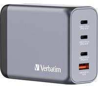 Verbatim GNC-200 GaN Adaptateur de voyage 200 W 1x USB-A, 3x USB-C® Power Delivery, Power Delivery 3.0, QC 3.0 gris GaN, avec
