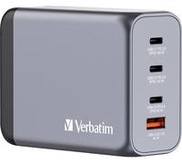 Verbatim GNC-200 GaN Adaptateur de voyage 200 W 1x USB-A, 3x USB-C® Power Delivery, Power Delivery 3.0, QC 3.0 gris GaN, avec adaptateur pour lEurope, avec